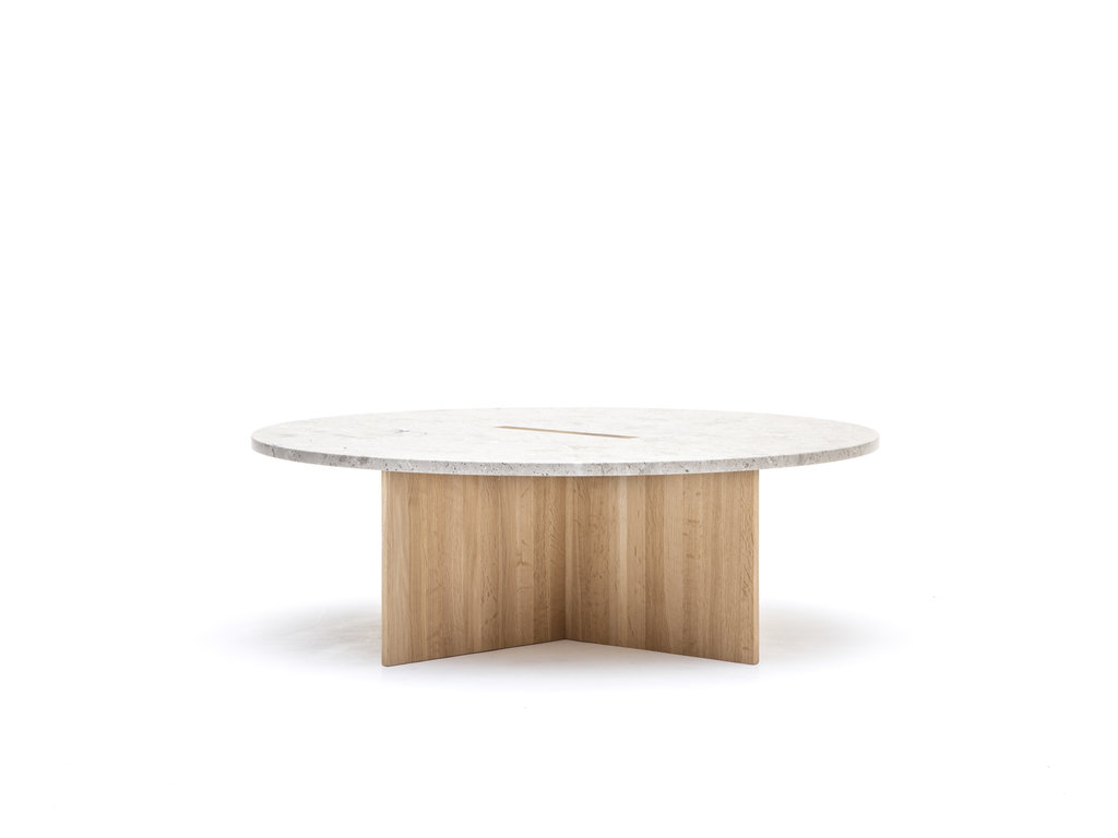 Karimoku Case N-ST01 Large Round Coffee Table (Wood and Marble)