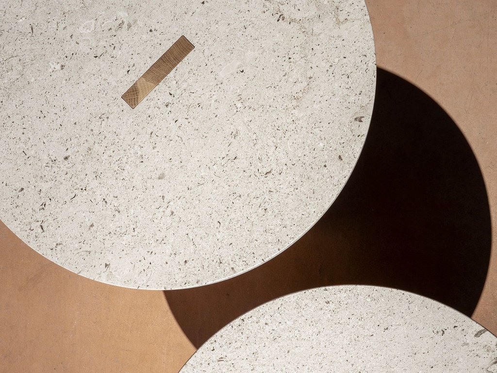 Karimoku Case N-ST01 Large Round Coffee Table (Wood and Marble)