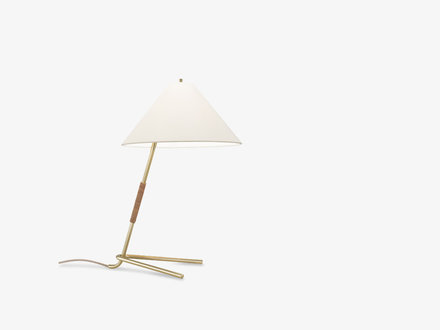 J.T. Kalmar Hase Brass and Leather Table Lamp