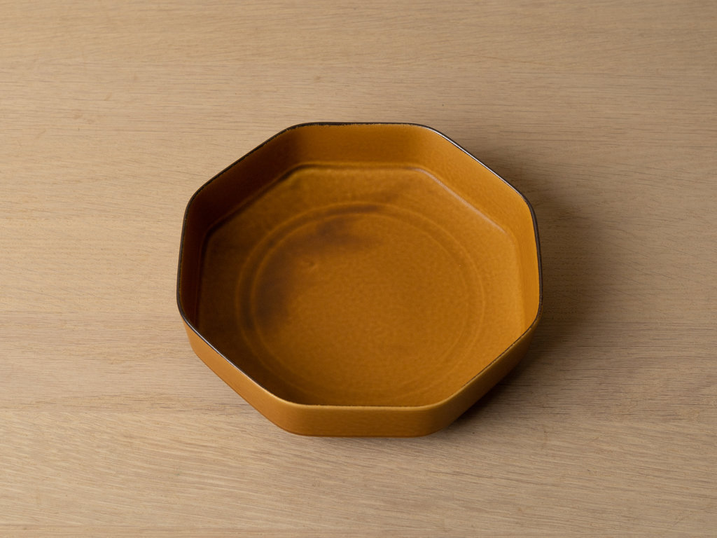Rina Ono Porcelain Octagonal Bowl with Mustard Yellow Glaze