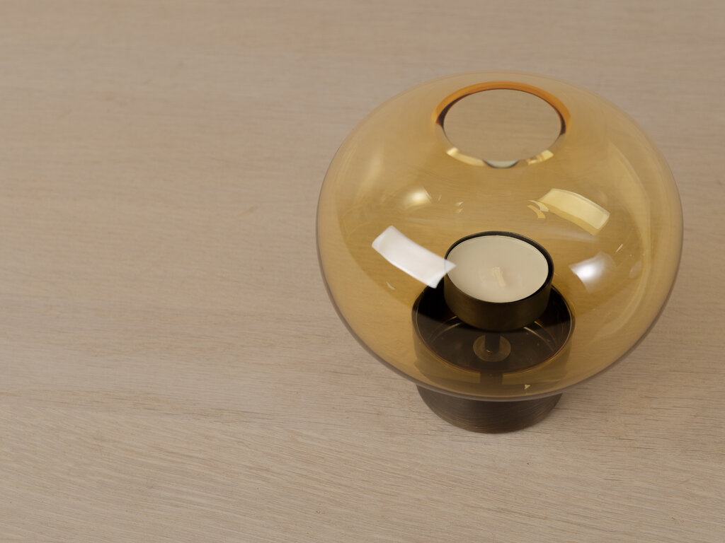 Nichetto Studio for Mjölk Uki Candleholder (Amber Glass, Bronze Base)