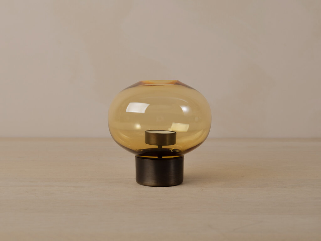 Nichetto Studio for Mjölk Uki Candleholder (Amber Glass, Bronze Base)