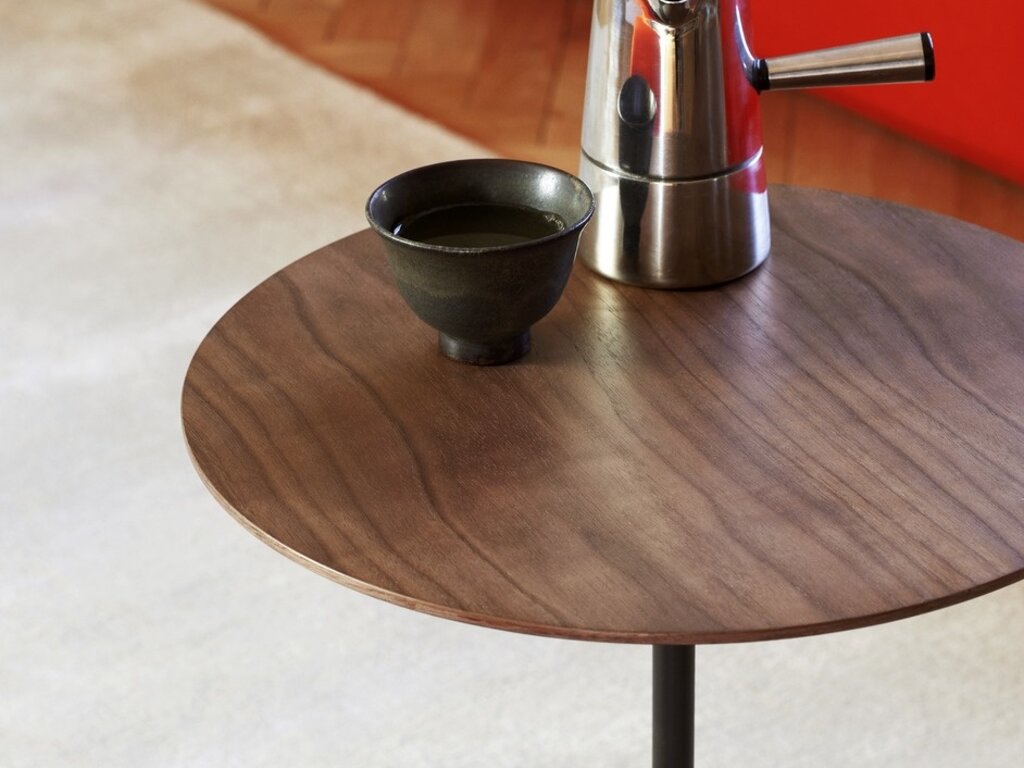 Luca Nichetto for &Tradition Lato Side Table, Lacquered Walnut & Emperador Marble