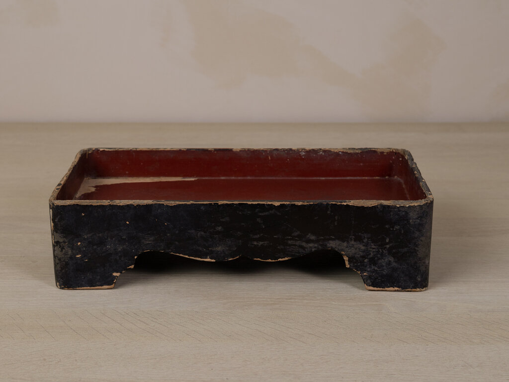 Antique Japanese Lacquer Carved Tray