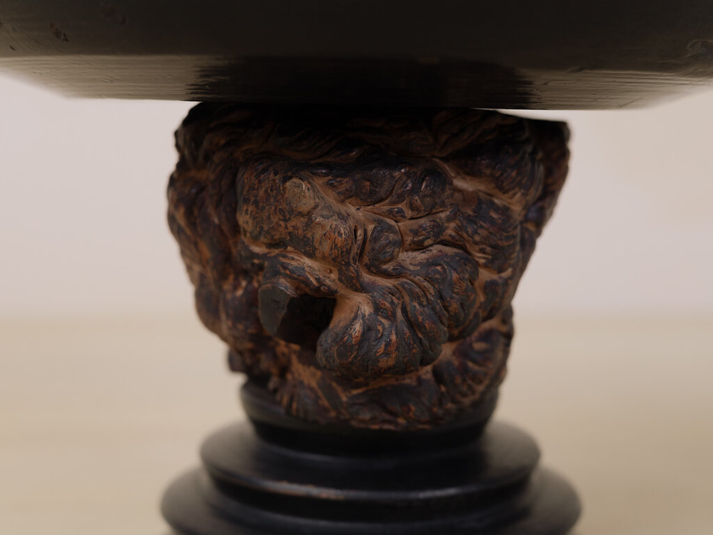 Antique Urushi Pedestal Bowl with Burl