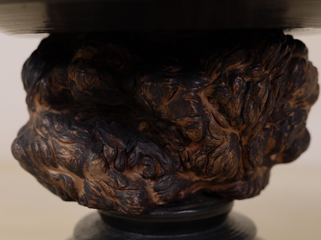 Antique Urushi Pedestal Bowl with Burl