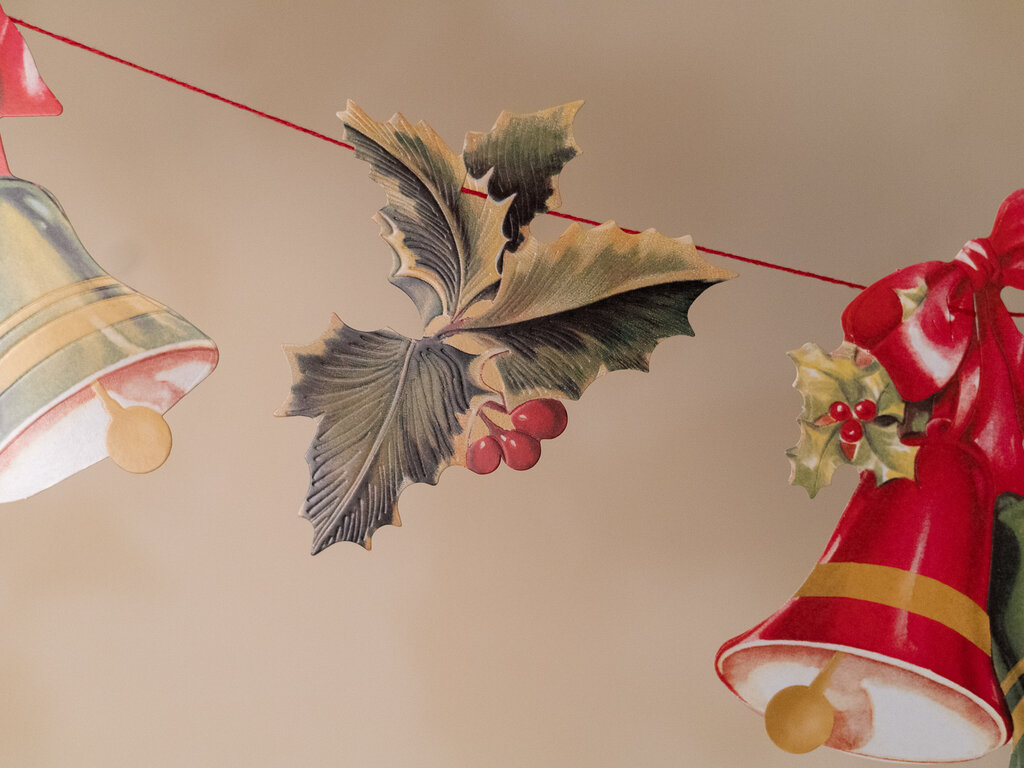 Holly and Bells Christmas Garland