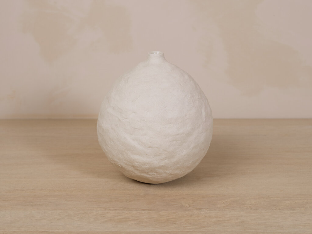 Ceramik B White Round Vase, Medium