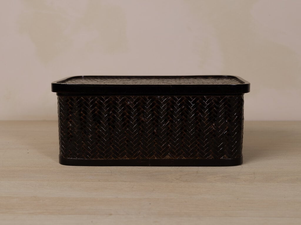 Antique Lacquered Woven Bamboo Tea Chest