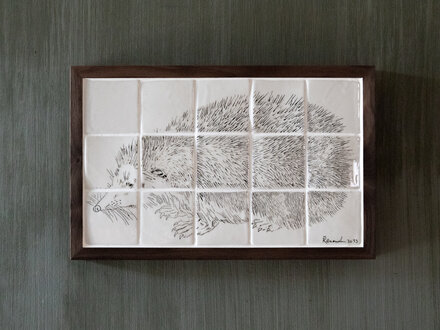 Renaud Sauvé Porcelain Tile with Hedgehog