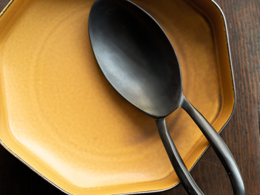 Jurgen Lehl Black Horn Open Handle Spoon