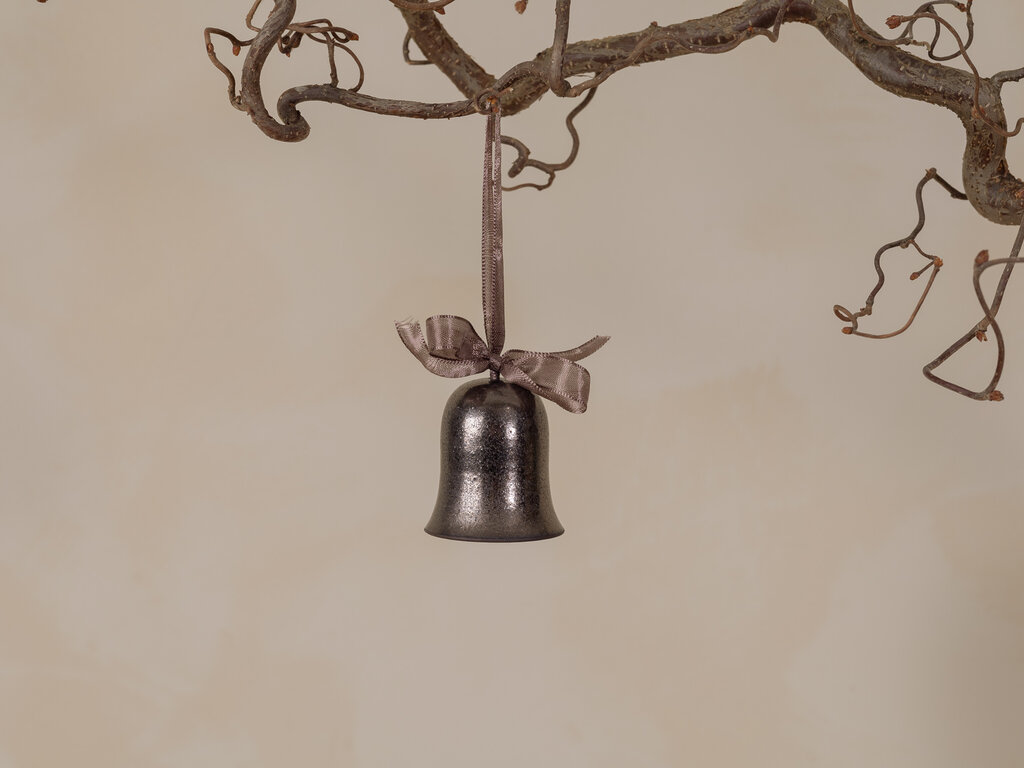 Carly Waito Bell Ornament, Shimmering Pewter