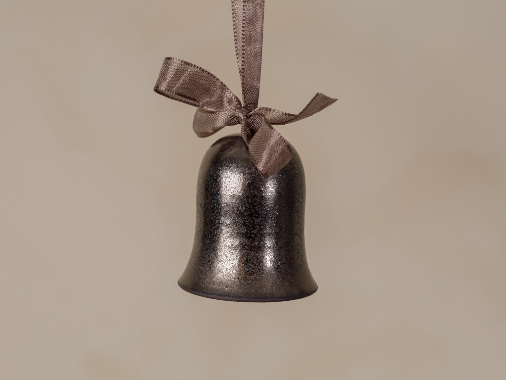 Carly Waito Bell Ornament, Shimmering Pewter