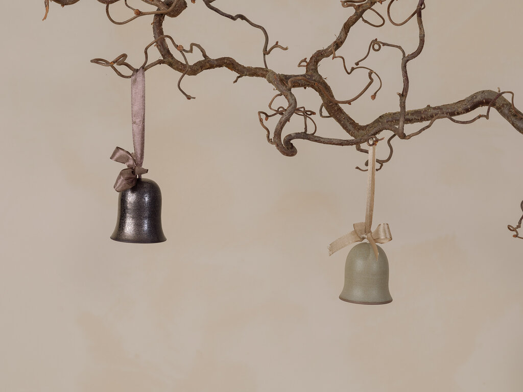 Carly Waito Bell Ornament, Shimmering Pewter