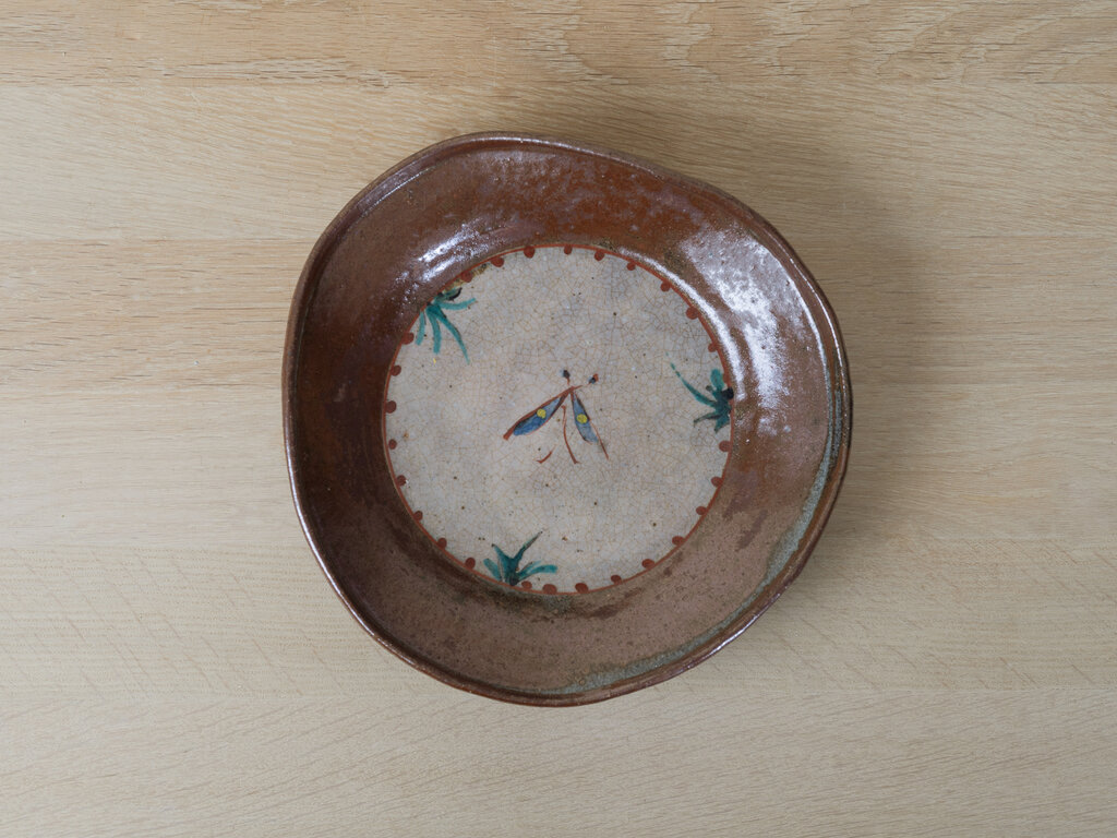 Antique Mingei Red Iron Glazed Plate