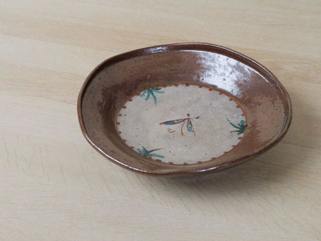 Antique Mingei Red Iron Glazed Plate