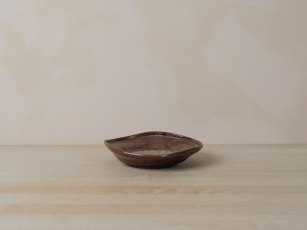 Antique Mingei Red Iron Glazed Plate