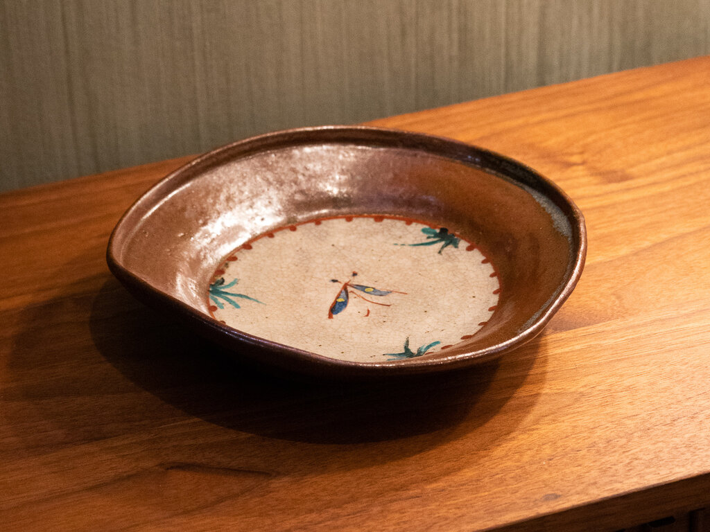 Antique Mingei Red Iron Glazed Plate