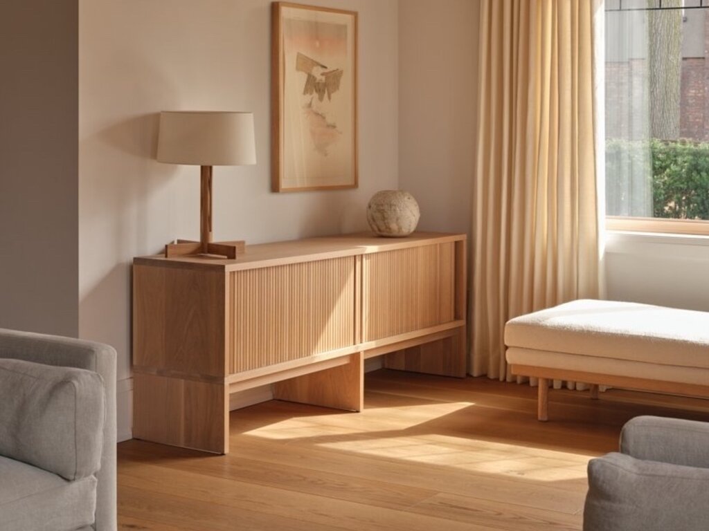 Thom Fougere for Mjölk Tambour Credenza White Oak
