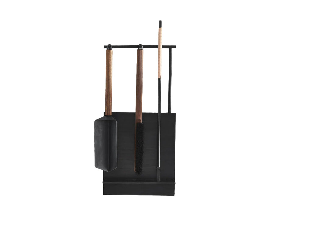 Thom Fougere for Mjölk Wall-mounted Fire Tools (Black Oiled Brass)