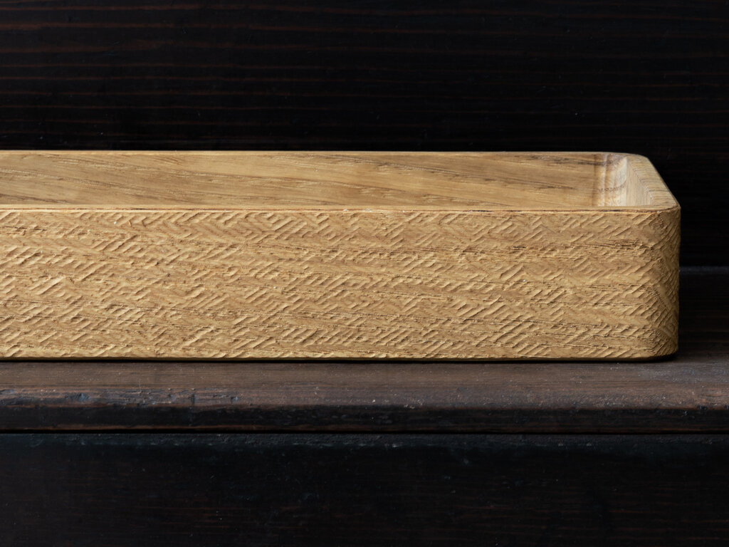 Tomii Takashi "We Are Atoms" Chestnut Carved Tray