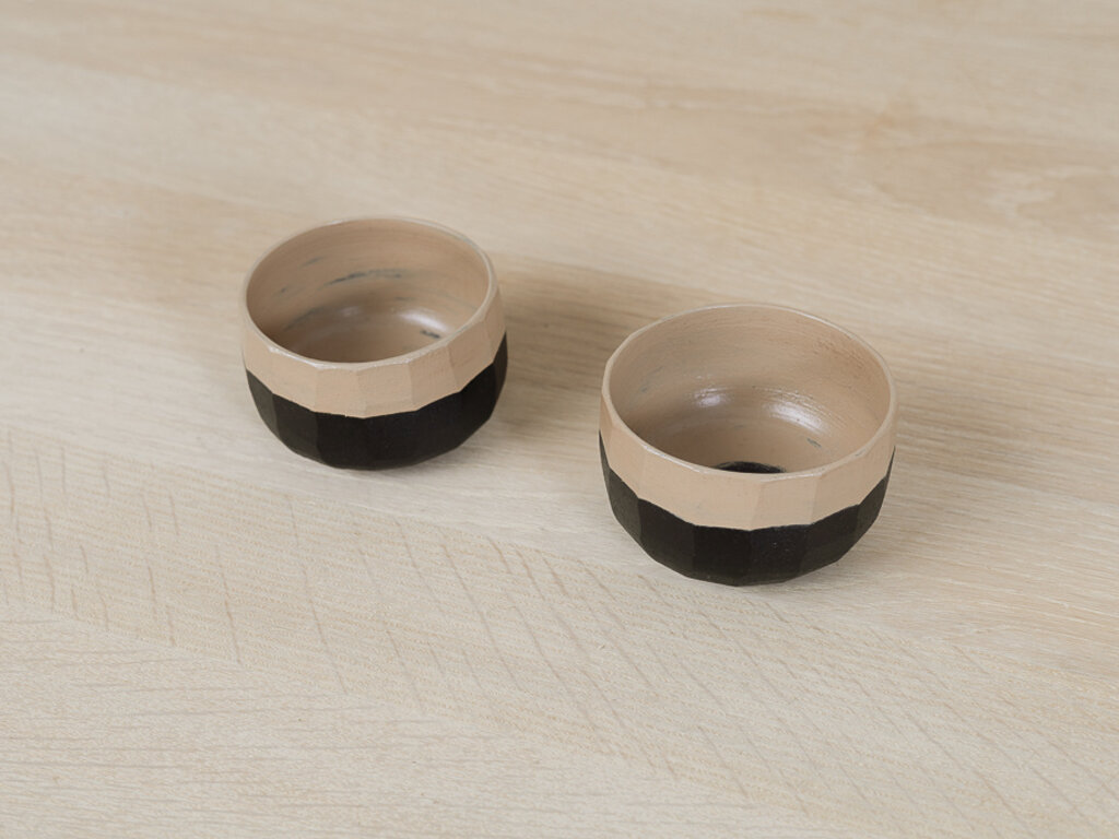 Takashi Tomii, Somei Yoshino cherry black and white sake cup set of 2x 43-φ73