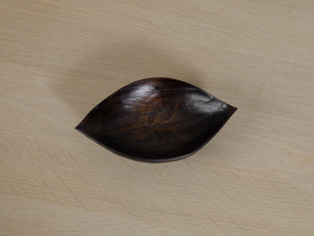 Takashi Tomii, tsubaki bowl, dark brown urushi wiped chestnut