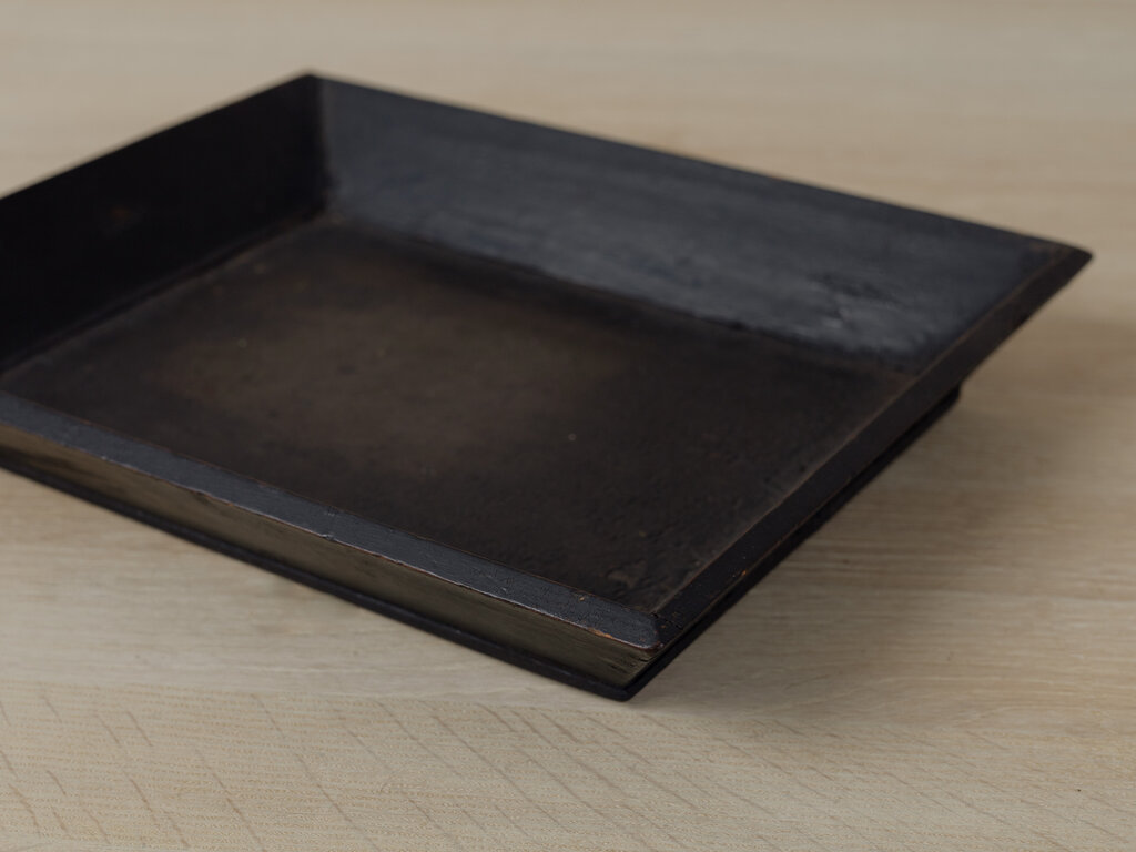 Antique Yi Dynasty Black Lacquer Tray