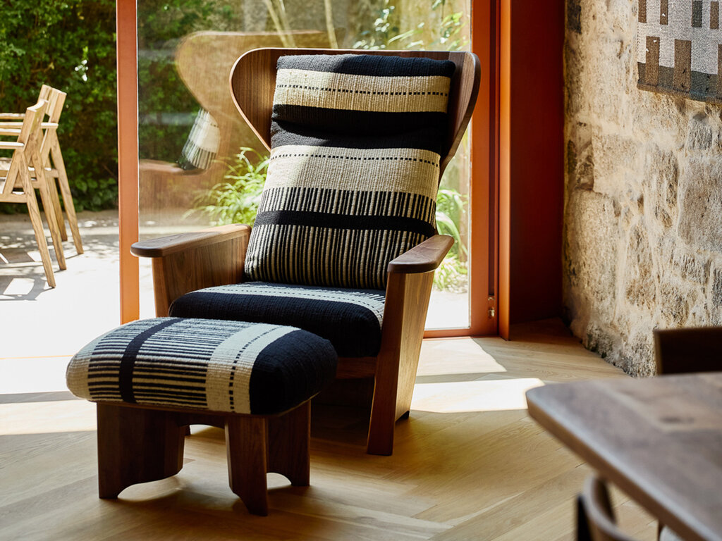 De La Espada Twenty-Five Bergere Chair with Manta Lido Upholstery