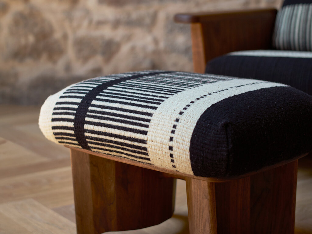 De La Espada Twenty-Five Ottoman with Manta Lido Upholstery