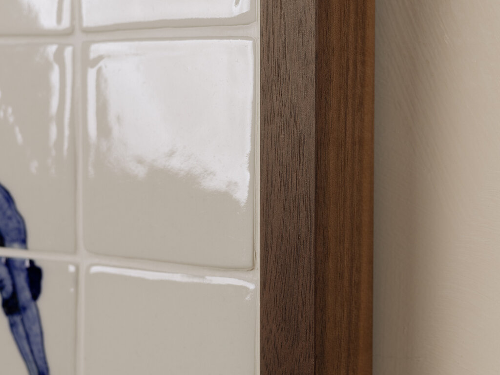 Renaud Sauvé Porcelain Tile with Diver, Walnut Frame