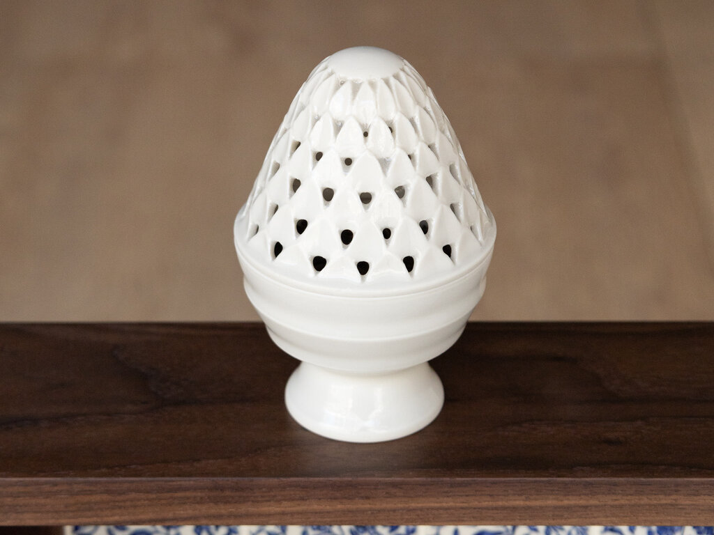 Renaud Sauvé Porcelain Incense Burner w/ Carved Petal Lid