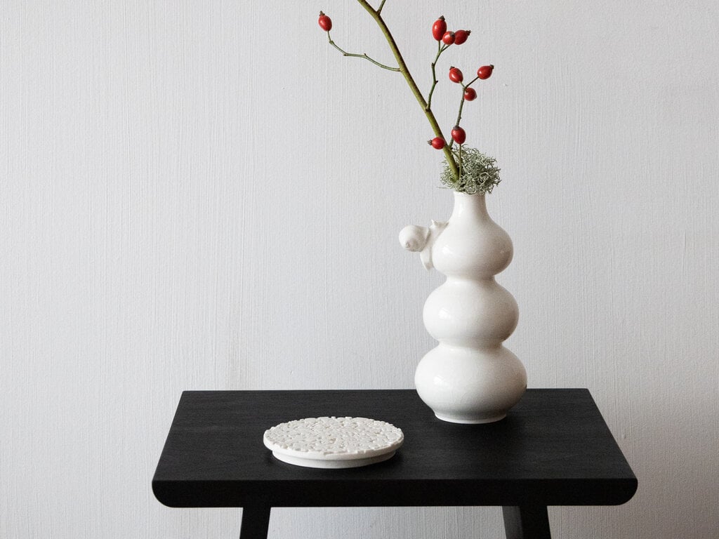 Renaud Sauvé Bottle Vase w/ Carved Snail