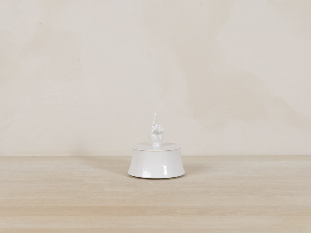 Renaud Sauvé Porcelain Box with Carved Hand