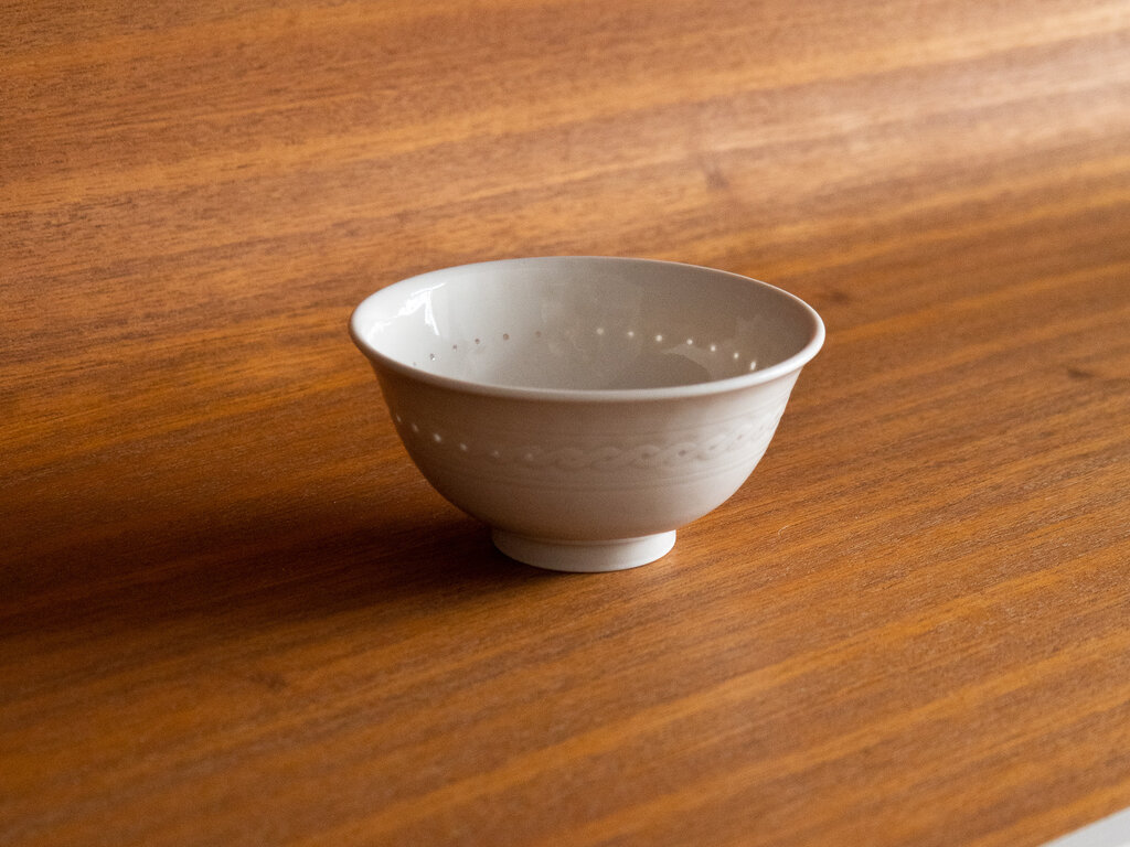 Renaud Sauvé Porcelain Bowl with Carved Ribbon Interlacing