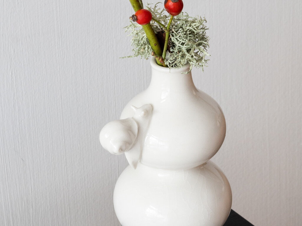 Renaud Sauvé Bottle Vase w/ Carved Snail