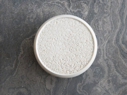 Renaud Sauvé Porcelain Box w/ Carved Interlaced Plants Lid Renaud Sauvé Porcelain Box w/ Carved Interlaced Plants Lid