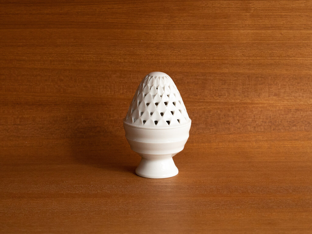 Renaud Sauvé Porcelain Incense Burner w/ Carved Petal Lid