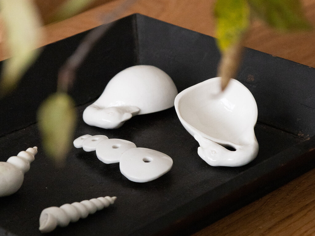 Renaud Sauvé Pair of Porcelain Swan Dishes