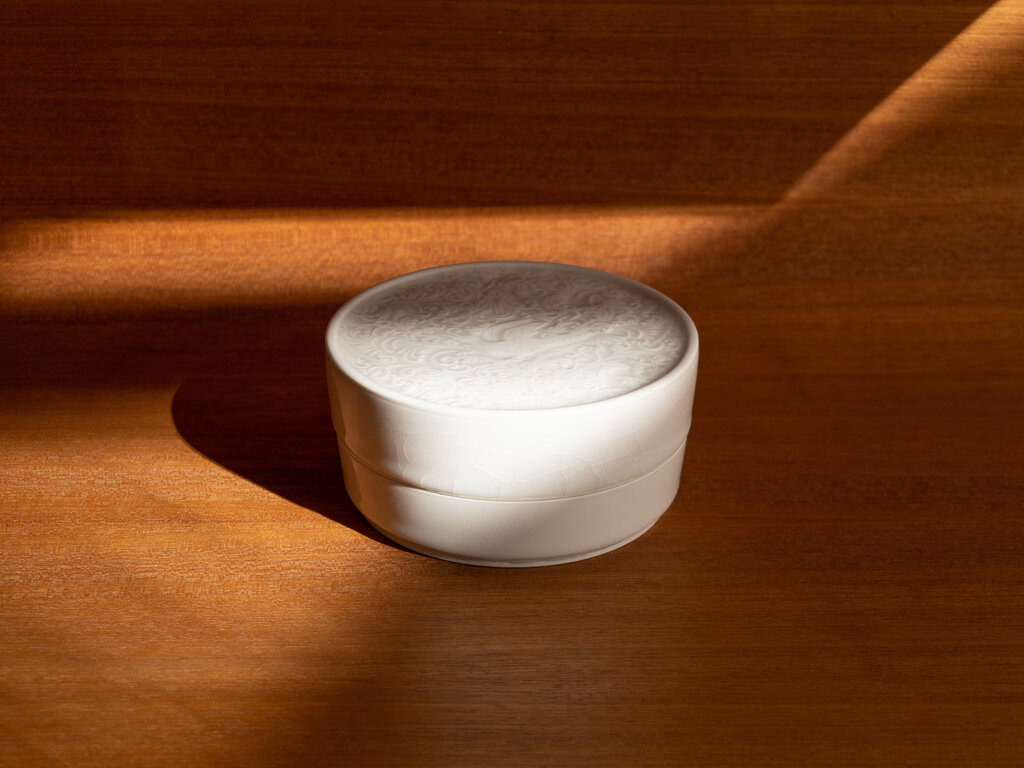 Renaud Sauvé Porcelain Box w/ Carved Birds and Interlaced Plants