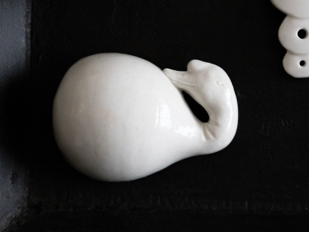 Renaud Sauvé Pair of Porcelain Swan Dishes