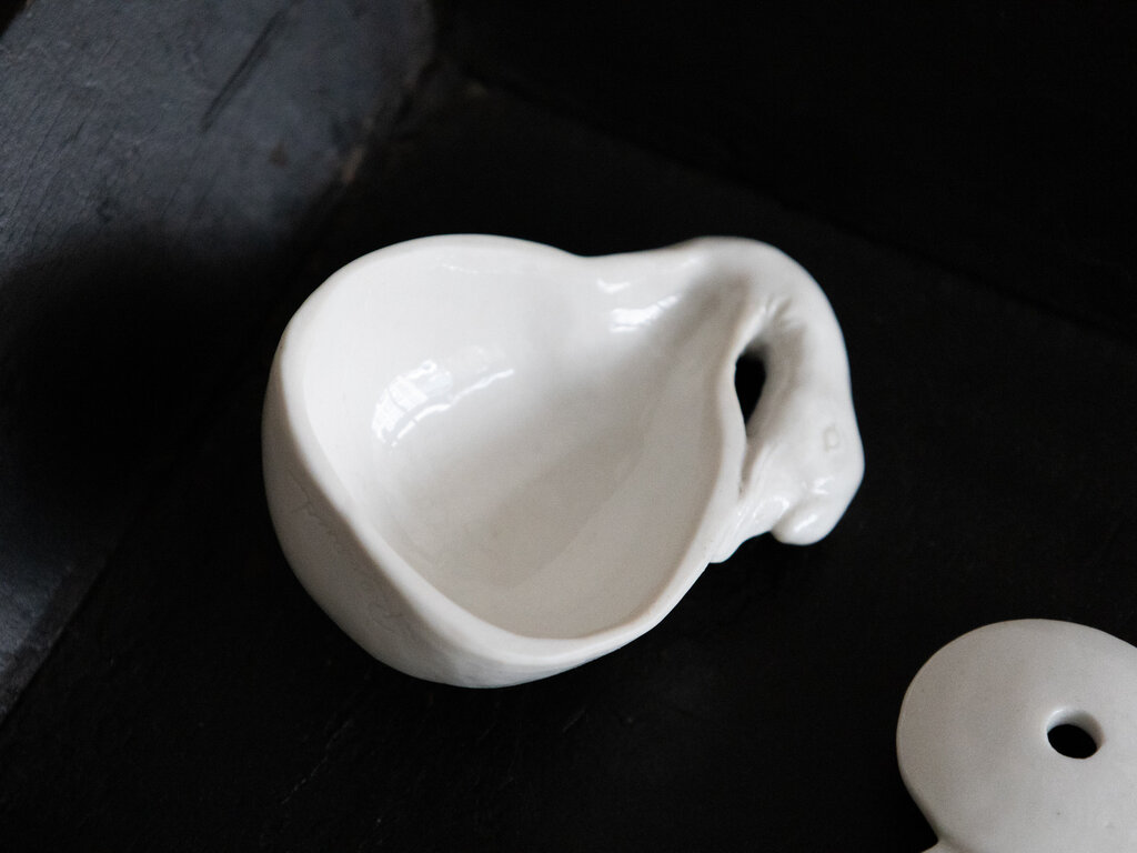 Renaud Sauvé Pair of Porcelain Swan Dishes