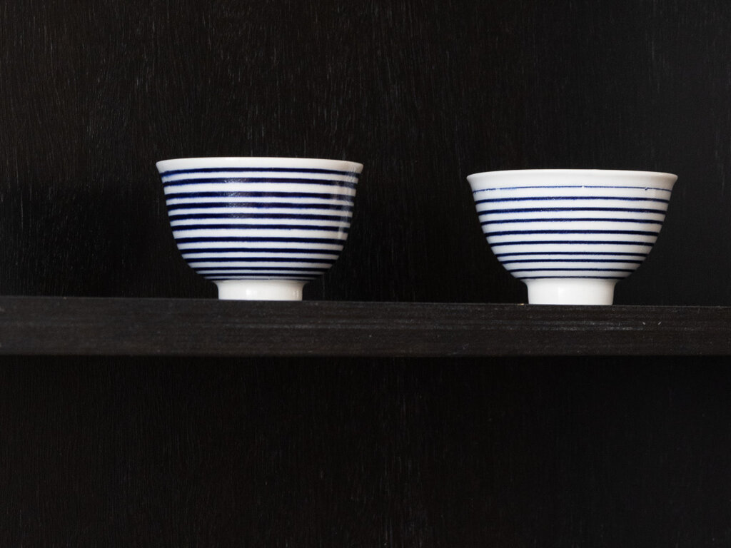 Renaud Sauvé Blue Striped Porcelain Bowl No. 17