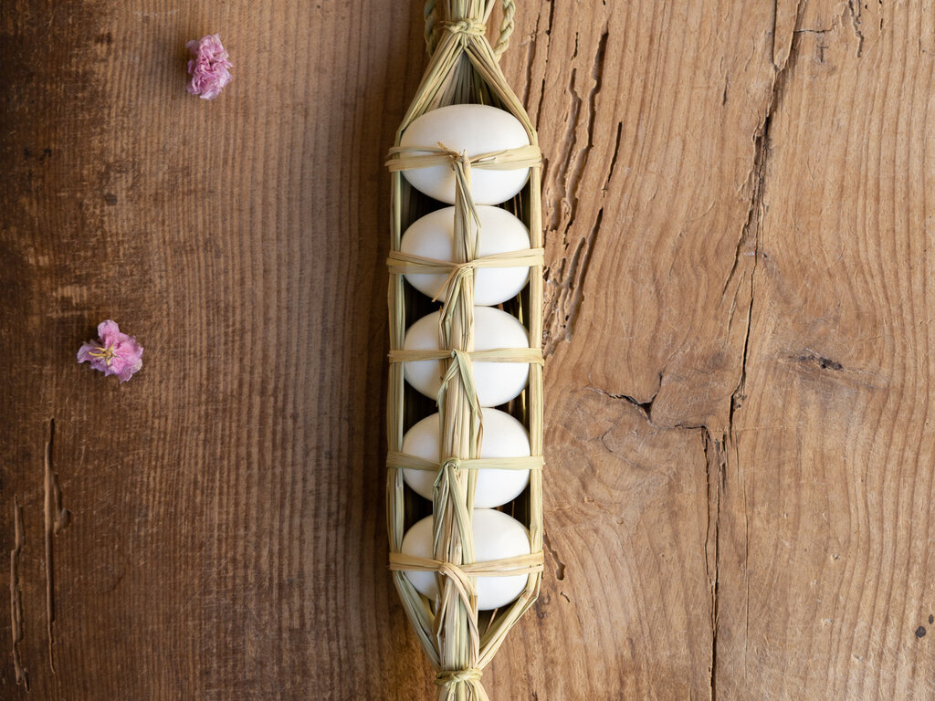 Takubo Braided Egg Holder with Paper Mache Eggs