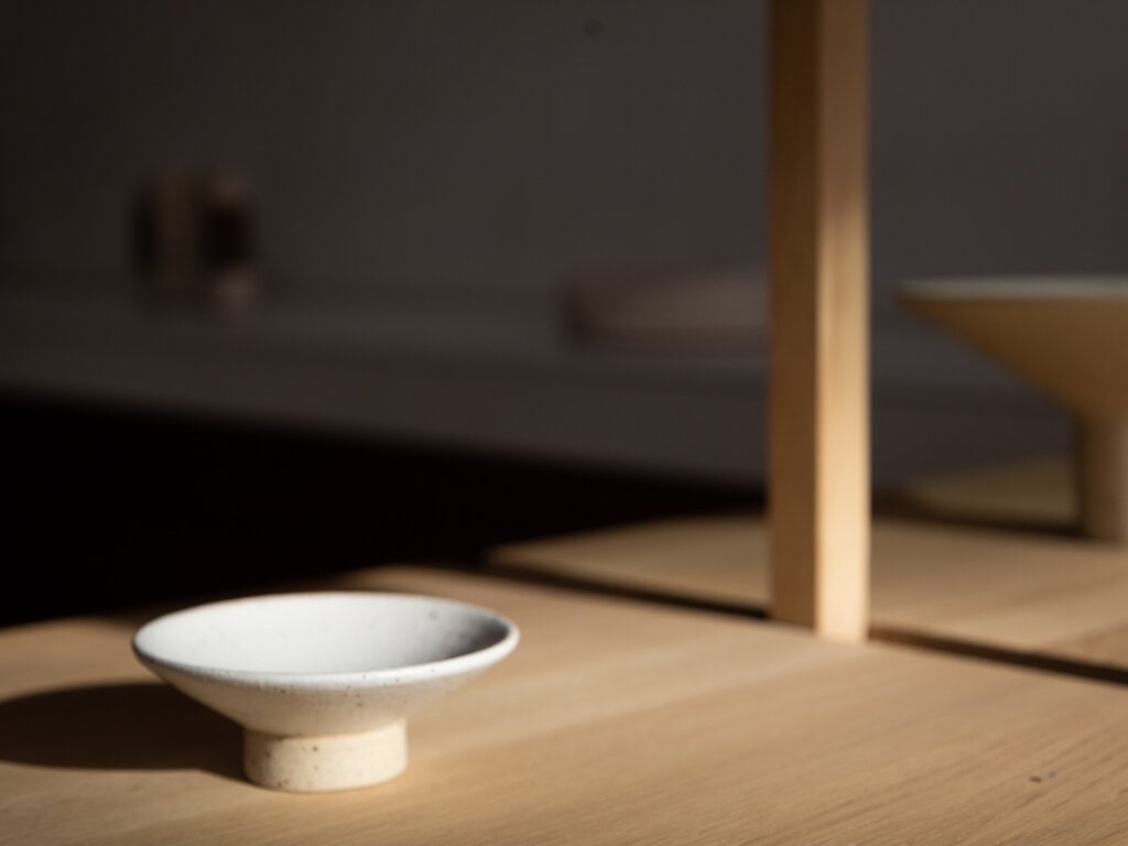 Ancher Studio Norm at Mjölk: Ancher Studio No. 16 Saki Bowl Speckled White Ceramic