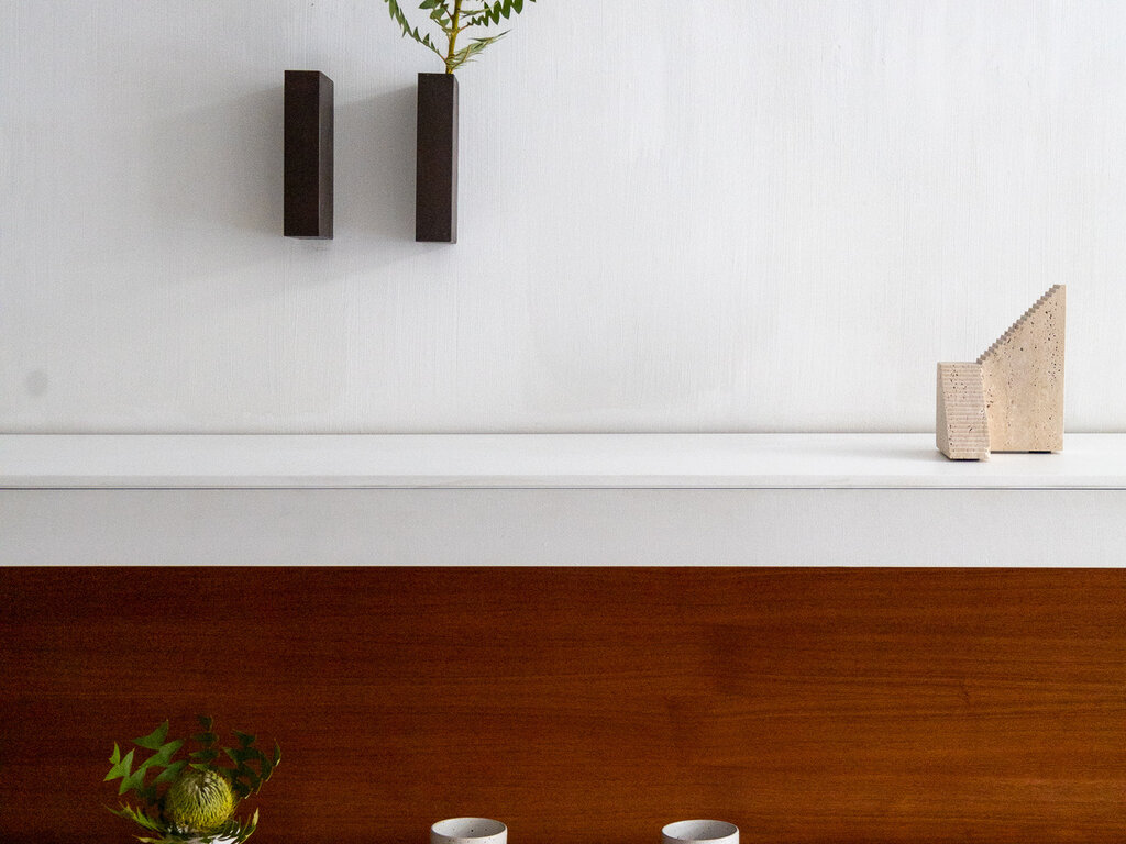 Origin Made Norm at Mjölk: Origin Made Lado Wall Vase in Waxed Corten Steel