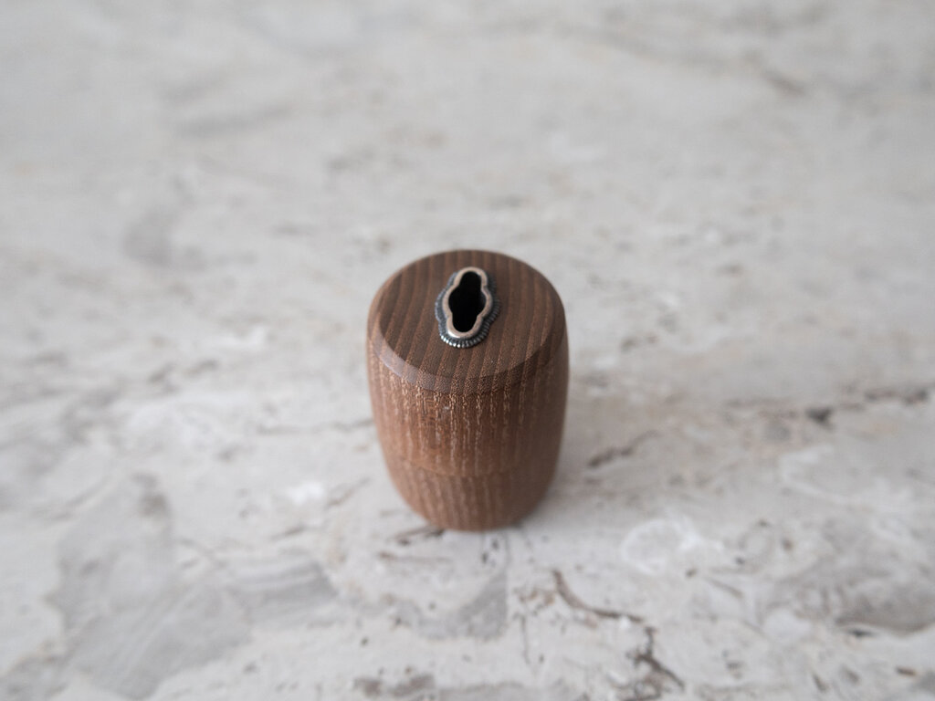 Antique Japanese Mulberry Incense Case with Silver Fitting