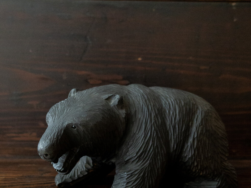 Antique Antique carved Hokkaido wood bear