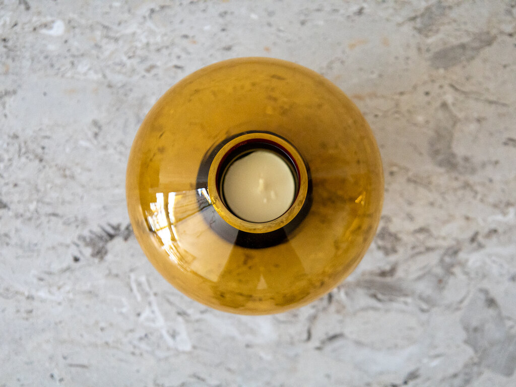 Nichetto Studio for Mjölk Uki Candleholder (Amber Glass, Bronze Base)