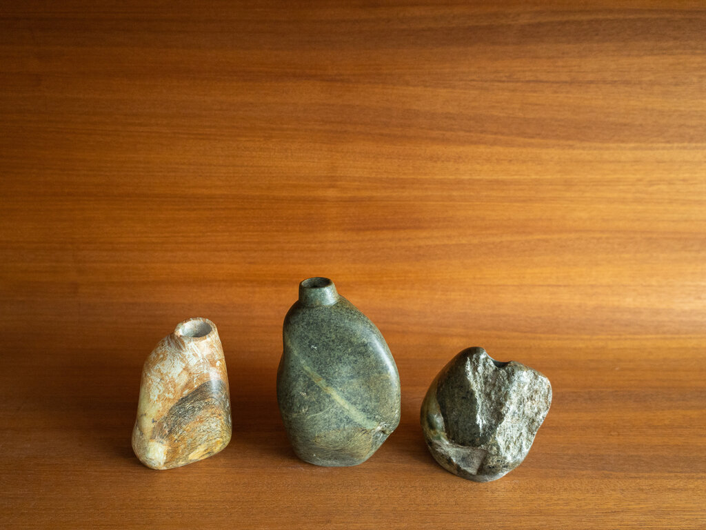 Brown soapstone vase no. 38 by Elizabeth Lenny